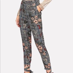 Shein plaid and flower pants (new;never worn)
